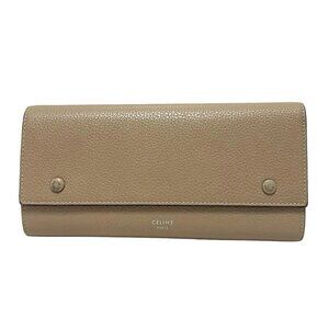 CELINE - Beige Leather Long Wallet
